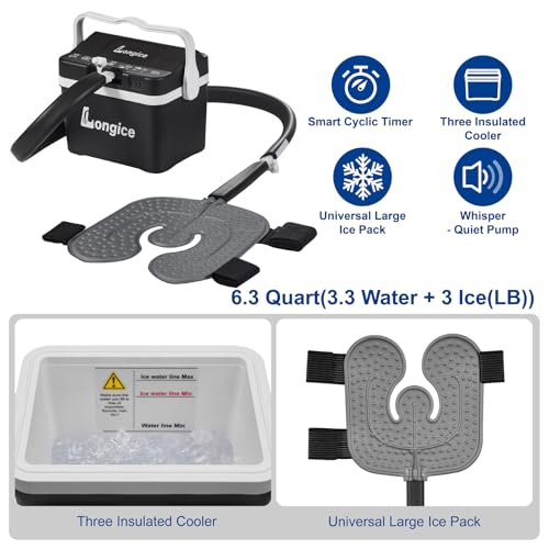 Longice Cold Therapy Machine with Programmable Timer,Ice Therapy Machine,Cryotherapy Pain Relief System - color: Black