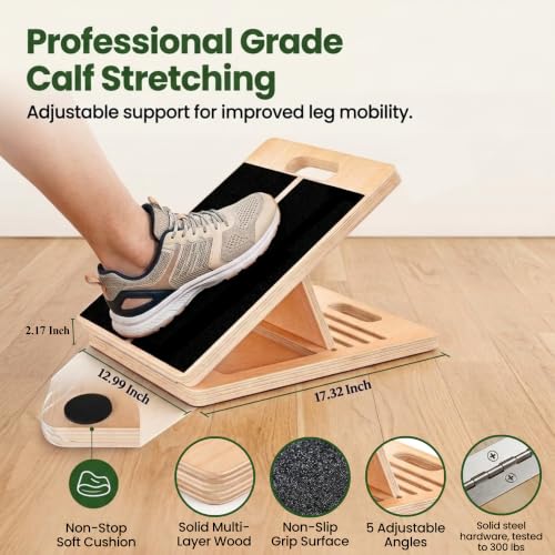Wooden Slant Board for Calf Stretching - 4 Angle Incline Calf Stretch Board