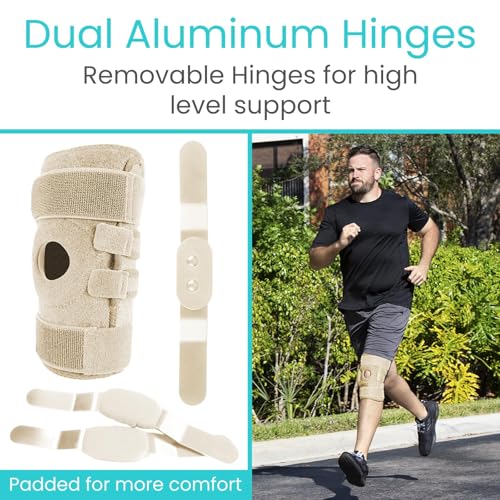 Vive Hinged Knee Brace - Relieves ACL, MCL, Meniscus Tear - Lightweight - color: Beige, size: Medium