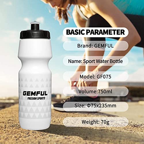 GEMFUL Water Bottle Biking BPA Free 24 Ounce 2 Pack - color: Black+White