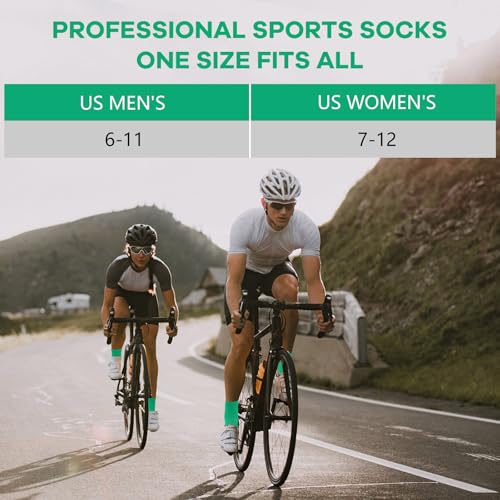 NIcool Cycling Socks For Men, 1/3 Pairs Bright Seamless Compression Running Crew Socks Youth Cushioned Tennis Quarter Socks - color: 3 Pairs Deep Green
