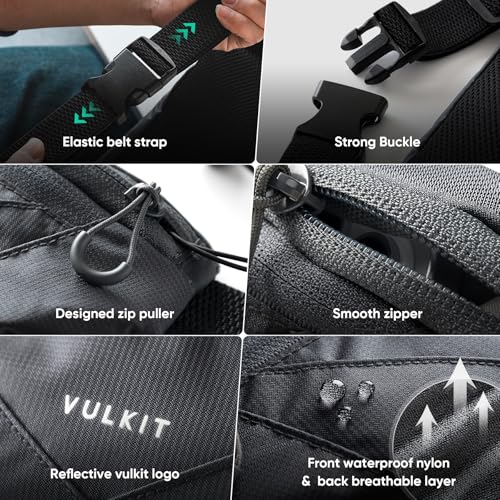 VULKIT Casual Lightweight Fanny Pack for Women & Men, Outdoor Belt Bag to Free Your Hands, Nylon Waterproof Waist Bag with Adjustable Elastic Band, Small Slim Fit Fashion Waist Pack, Grey - color: Grey