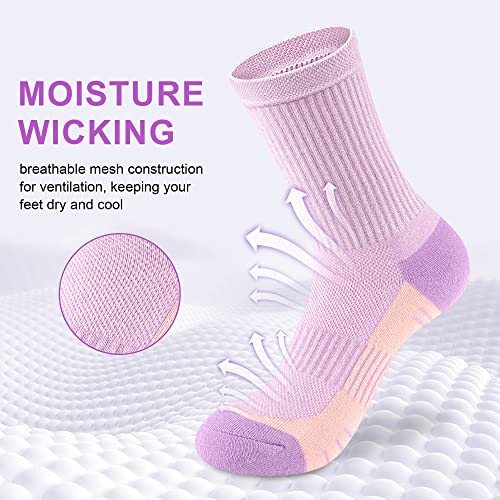 cuangya Women Crew Socks Athletic Cushioned Running Hiking 3-5 Pairs - color: 5 Pairs Ice Cream, size: 10-12