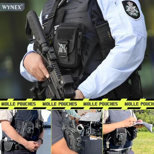 WYNEX Tactical Phone Pouch Molle, EDC Phone Holster, Small Admim Pouch - color: Black