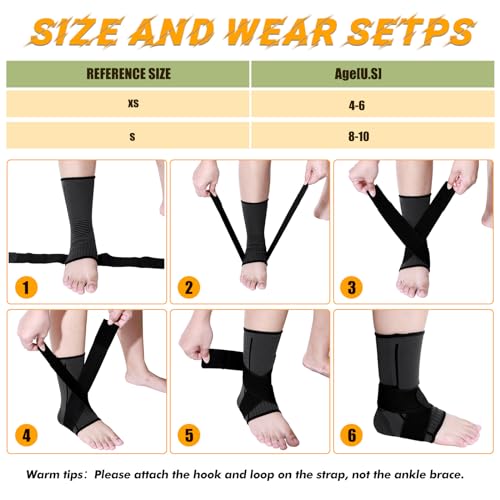 Tarpop 1 Pair Kids Ankle Brace Compression Support,Black,Small - color: Black, size: Small