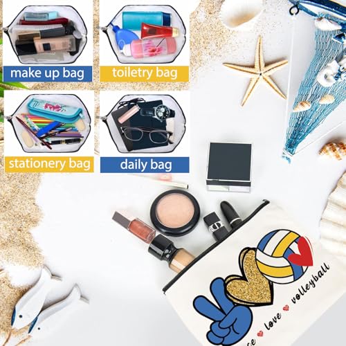 Volleyball Gifts Makeup Bag Fun Travel Cosmetic Bag Volleyball Player Travel Organizer Zipper Pouch for Volleyball Lover Sports Gifts for Girls Women Coach Team Mom - style: Volleyball