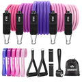 WHATAFIT Resistance Bands with Handles, 150 lb Exercise Bands Set - color: Pink Purple 16PCS