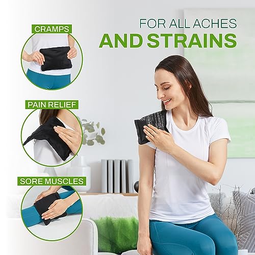 2 Pack Reusable Ice Packs for Injuries - Soft Ice Pack with Velvet Soft Fleece Fabric | Flexible Hot and Cold Gel Ice Pack Set- Cold Packs for Injuries, Knee, Back, Neck Pain - 10 x 6, Black - color: Black