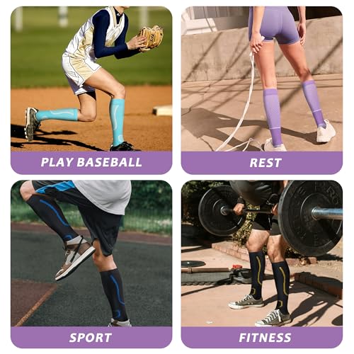 fenglaoda 3 Pairs Compression Socks for Women & Men Knee High Nurse Pregnant Cute Medical Running Travel Athletic - color: 00-3pairs-15, size: Small-Medium