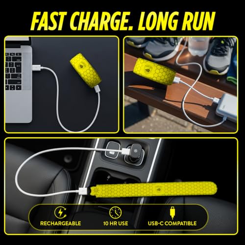 SlapLite Rechargeable LED Armband, Reflective Running Lights for Runners, Reflective Safety Gear Women, Men for Running, Walking, Cycling at Night, High Visibility Arm Band, Fits-All - color: Yellow