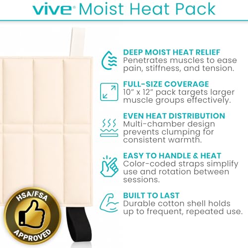 Vive Moist Heating Pack HSA/FSA Approved - 10" x 12" Physical Therapy - size: Standard