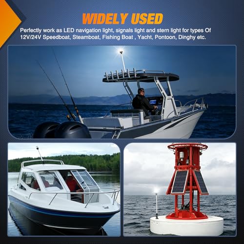 Nilight Marine Boat Stern Light 24" White Fold Down Anchor Lights - color: 24Inch Boat Stern Light