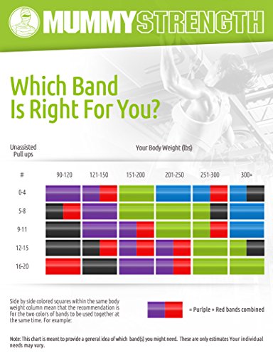 MummyStrength Resistance Bands for Men and Women. The Best Stretch Band for Pull Up Exercise and Powerlifting. Works with Any Pull Up Bar or Station. Single Band. Workout Guide Included