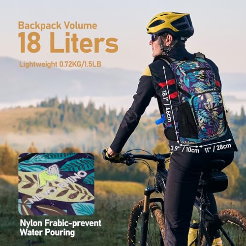 N NEVO RHINO Hydration Backpack, 18L Hiking Backpack with 3L Water Bladder - color: blue print