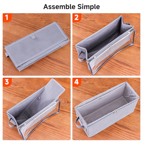 Stackable CD Holder & Storage Case - CD Storage Box Organizer with Lid & Handle - Dustproof CD Container with Clear PVC Top - 2Pack (Gray) - size: CD-2Pack