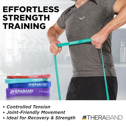 THERABAND High Resistance Super Band Set, Exercise Workout, Therapy, Multi - size: 4 Pack (15-50 lbs)