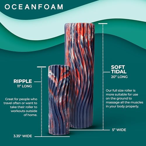 Oceanfoam Soft Tidal Roller - Soft Density Foam (Dark Navy, Red & Natural) - color: Dark Navy, Red & Natural Marbled