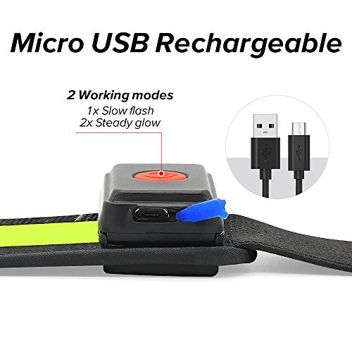 BSEEN LED Running Waist Belt - USB Rechargeable Reflective Glowing LED Waistband, Flashing Safety Light Belt for Runners, Joggers, Walkers, Pet Owners, Cyclists - color: Green