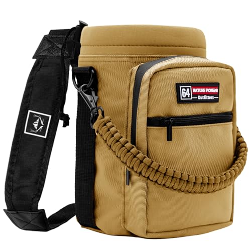 NATURE PIONEOR 26-128 oz Insulated Water Bottle Carrier Holder with Strap - color: Brown, size: 64oz