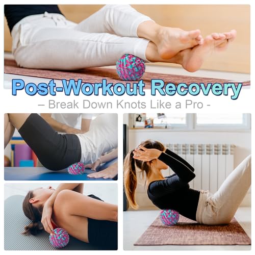 Deep Tissue Massage Ball for Exercise & Recovery - SGS Certification - Targets Back, Shoulder, Legs&Feet - Relieves Muscle Knots, Joint Pain&Tightness, Pressure Point Therapy- Myofascial Release Ball - color: Blue&pink, size: Set | 2.8 & 5.1 Inch