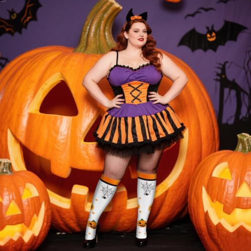 Junely Compression Socks for Women Wide Calf Plus Size Knee High - color: Pumpkin01