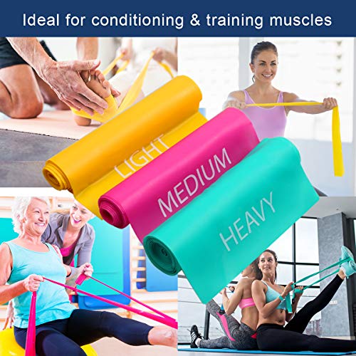 Coolrunner 7FT Long Latex Free Elastic Flat Exercise Band Set of 3
