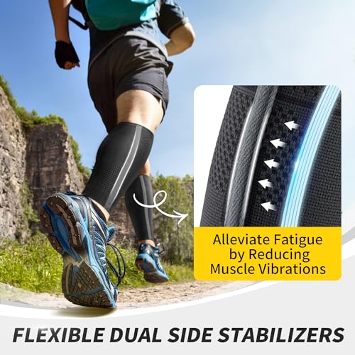 CAMBIVO Calf Compression Sleeves with Side Stabilizers for Men & Women - Shin Splint Support, Leg Brace Guard for Running