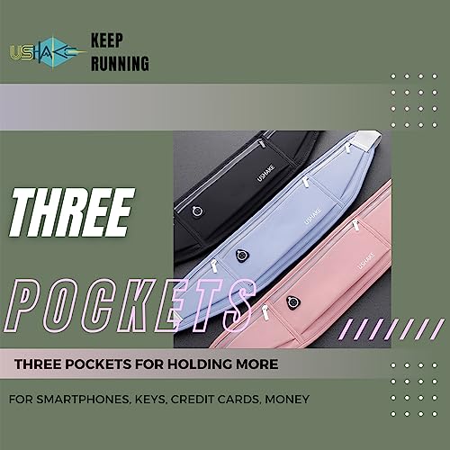 USHAKE Slim Running Belt, Bounce Free Fanny Pack Phone Holder - color: Light Purple