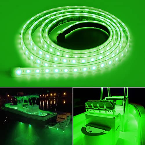 Marine Submersible Boat LED Strip Lights, 12V 6FT IP68 Waterproof - size: 6FT Green