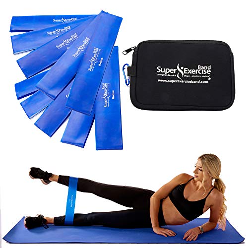 Mini Loop Bands 14x3 in, Latex Free, 3/5/10 Pack Sets - color: k. Blue MEDIUM Loop Band 10 Pack