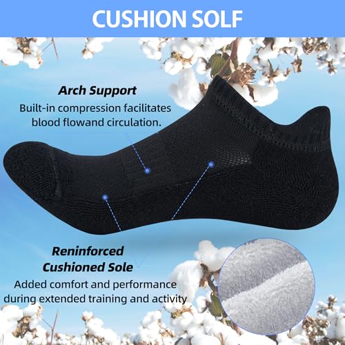 ATBITER Women's Ankle Socks Cushioned Running Athletic No Show Socks-6Pairs - color: 6pairs Black, size: 10-12
