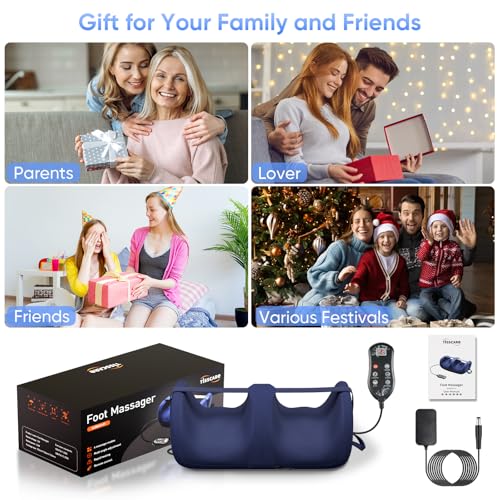 TISSCARE Foot Massager with Heat, Shiatsu Foot Massager for Plantar Fasciitis, Foot and Calf Massager with Massage Roller, Deep Kneading, Pain Relief, Gift for Women and Man