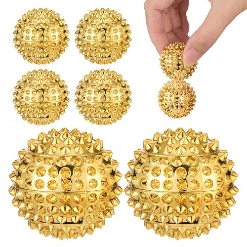 6 Pcs Magnetic Spiky Massage Ball Hand Exercise Relief, Gold