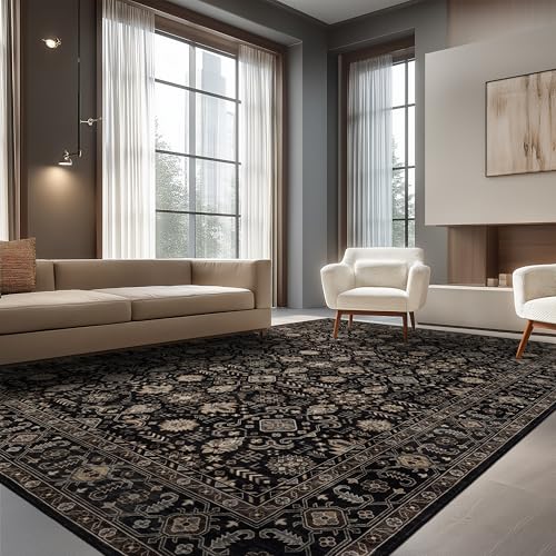 Ruaruarug Washable Area Rug 10×14 for Living Room, Ultra Soft, Black Gold - color: Black Gold, size: 10' x 14' (Rectangular)