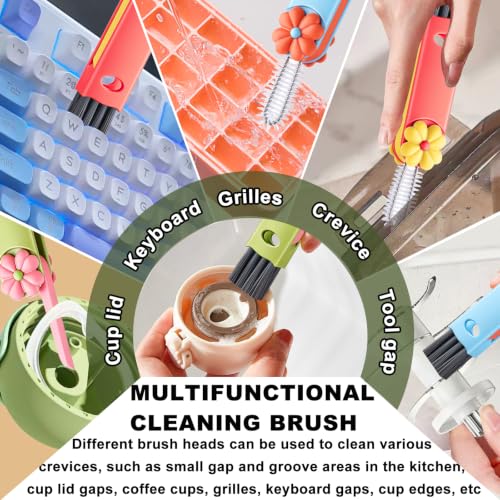 3 in 1 Cup Lid Gap Cleaning Brush, Multifunctional Bottle Lid Cleaner Brush - Home Kitchen Crevice Brush Cleaning Tools for Tight Spaces & Bottle Gaps, Portable Small Brush Red Green Blue - color: Red Green Blue