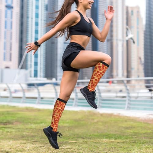 Avocado Compression Socks Women Men Knee High Stock for Running Work Support Nurses Travel - color: Pizza