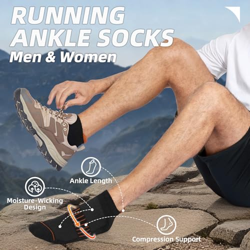 Lapulas Merino Wool Ankle Socks for Men Women, Hiking Running, 6 Pairs - color: Black, size: Large