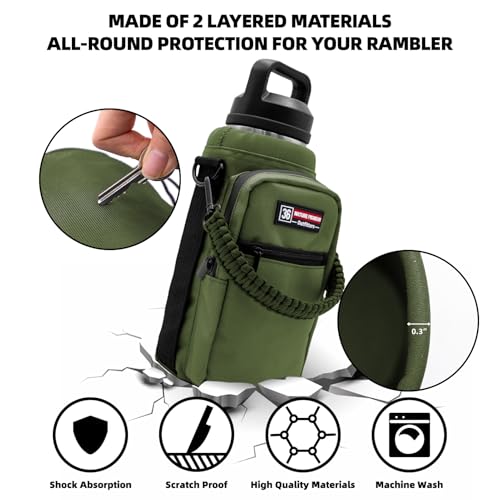 NATURE PIONEOR 26-128 oz Insulated Water Bottle Carrier Holder with Strap - color: Green, size: 32-36oz