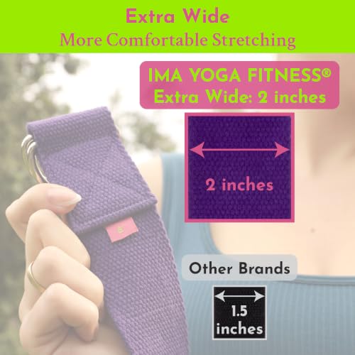 Extra-Wide 2 Inch Cotton Yoga Strap: Stretching, Physical Therapy, Exercise - color: Purple, size: 10 feet