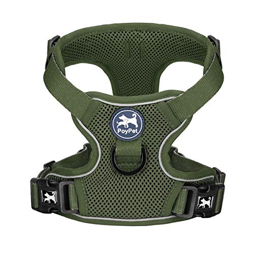 PoyPet Mesh Dog Harness, Reflective Breathable Puppy Vest for Small Dogs - color: Military Green, size: XS