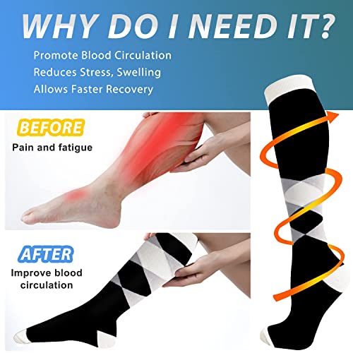 Aoliks 6 Pairs Compression Socks for Women & Nurses, Flying Knee High Socks - color: 020 A13-leopard/Gray/Black, size: Small-Medium