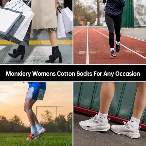 Womens Cotton Ankel Socks, Athletic Performance Running Moisture Wicking Breathable socks - color: 6 Pairs Grey, size: Large-X-Large