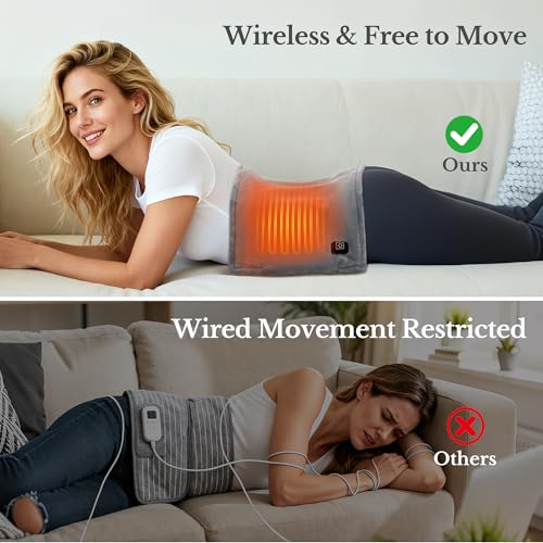 Cordless Heating Pad for Back, Rechargeable Electric Heat Wrap