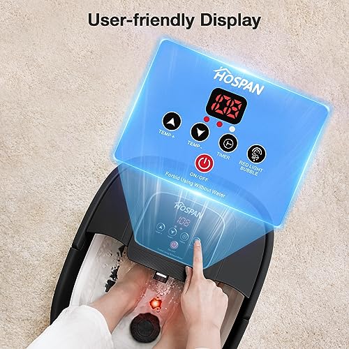 HOSPAN Collapsible Foot Spa, Foot Bath Massager with Heat, Bubble & Massage - color: Black