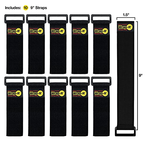 Super-Stretch Wrap-It Storage Cinch Straps - 9" (10 Pack) - color: Black, size: 9" (10 Pack)