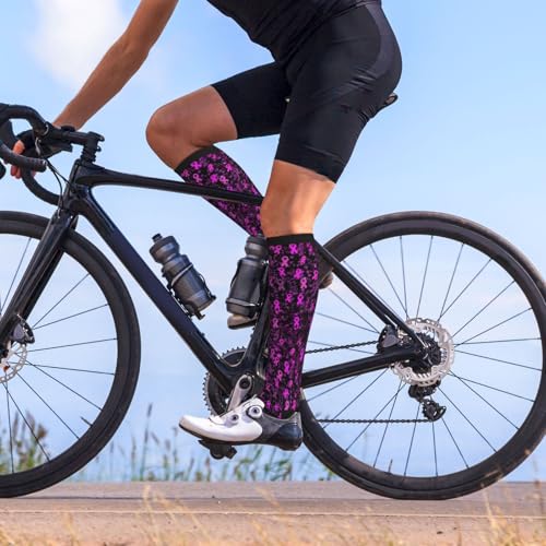 Avocado Compression Socks Women Men Knee High Stock for Running Work Support Nurses Travel - color: Breast Cancer Ribbon