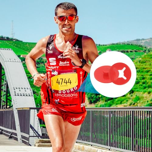 PATIKIL Running Bib Race Clips, 40 Pcs Race Fastener Race Number Buckle Fixing System Marathon Number Buckles Fasteners Holders for Runners Field, Red - color: Red