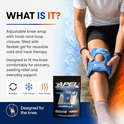 APEL Gel Cold & Hot Knee Gel Pack, Reusable Wrap, Flexible Pain Relief Care - size: S / M