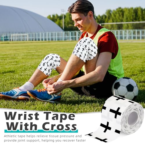 TrelaCo 1 Pcs Cross Wrist Tape Christian Athletic Tape, White - color: White