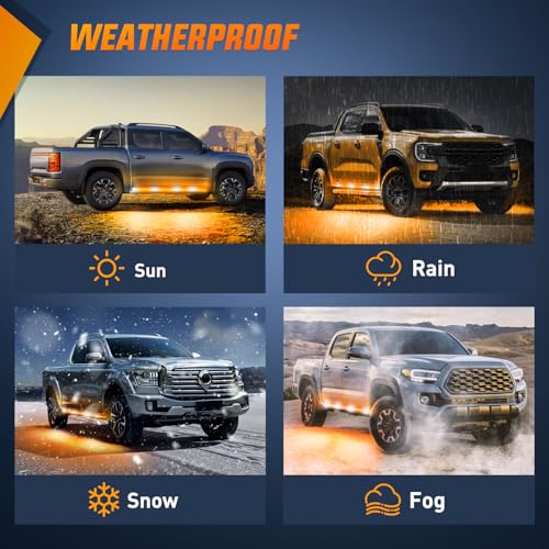 Nilight 2PCS 70 Inch Running Board LED Lights Strip Amber White for Truck - color: Amber White